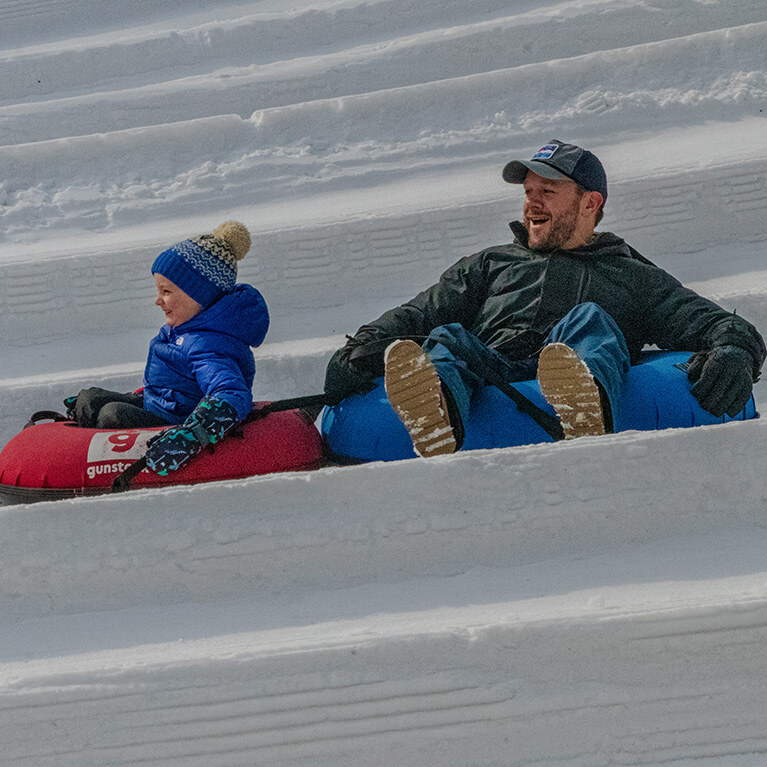 Father and son tubing