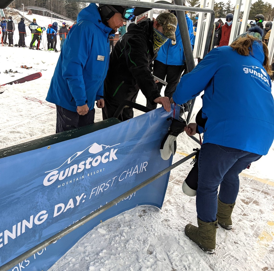 Opening Day banner on first chair