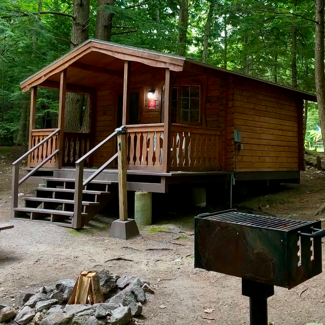One of Gunstock's rustic cabins for a summer getaway.