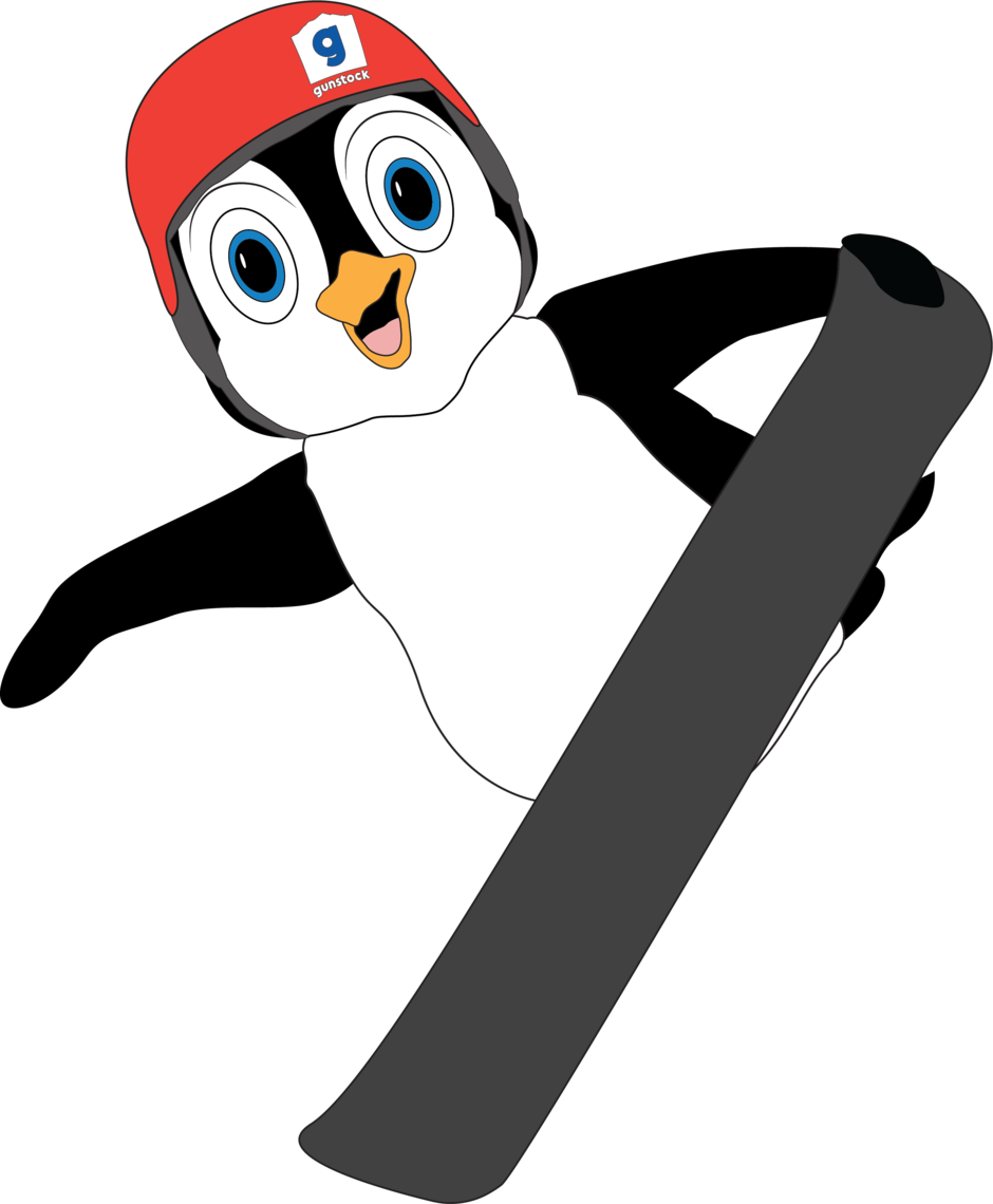 Penguin on a snowboard